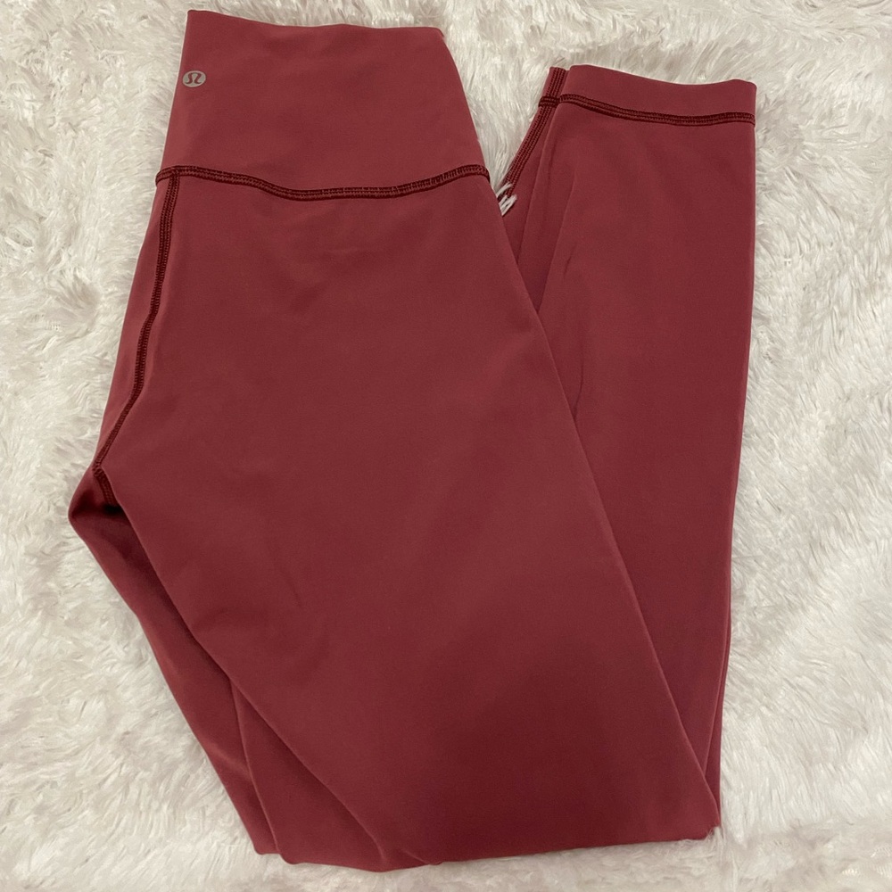 Lululemon Misty Merlot Maroon Wunder Under Tights Leggings size 6 inseam 25”